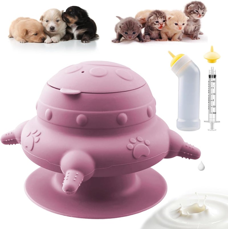 Xuanda Pet Nursing Kit, Puppy Milk Feeder Bottle, Silicone Feeding Nipple for All Breed of Puppy, Kittens and Other Animals (Pink) - Image 1